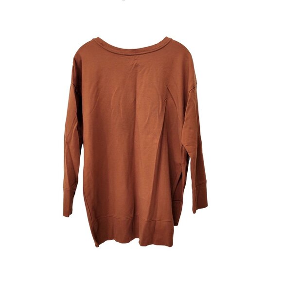 Terra & Sky Womens Plus Size Brown Long Sleeve Crew Neck Sweatshirt - Picture 3 of 4